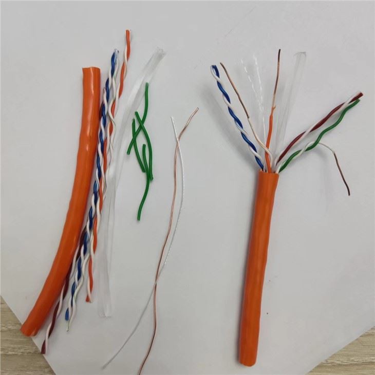 The Orange Jacket Has Cat6 Super Ethernet Network Cable With 8 Conductors To Transmit Signals At High Speed